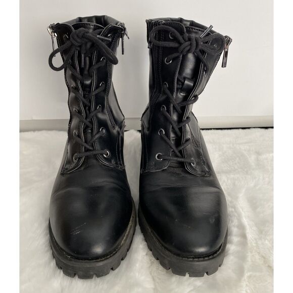Madden Girl LaceUp Zip Combat Style Boots Size 8 Pre-Owned Good Condition - Picture 1 of 9